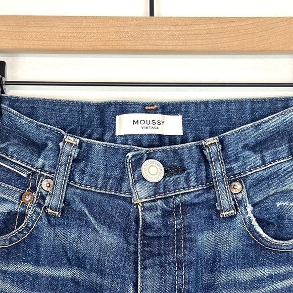 Moussy Vintage Rhode Cropped Flare High Rise Distressed Jeans Size 27 - Picture 5 of 14